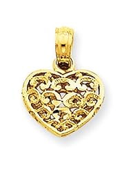 Heart Charm in Yellow Gold - 14kt - Polished Finish - Great - Women