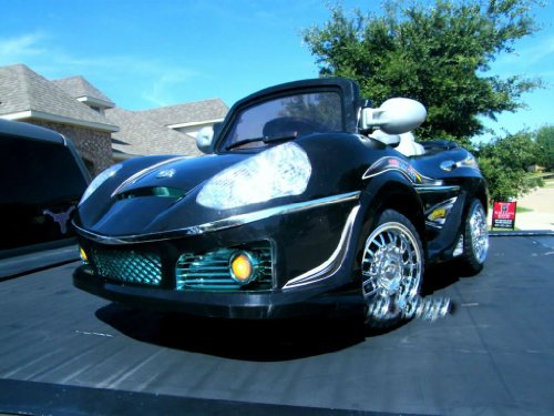 Kids Battery Power Black Ride on Car Sport Wheels with MP3 Connection and Radio Remote Control PLEASE NOTE CAR IS BLACK WITH SILVER TRIM)