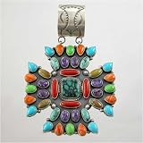Sterling Silver and Multi Stone Cross Pendant by Kirk Smith, #10862