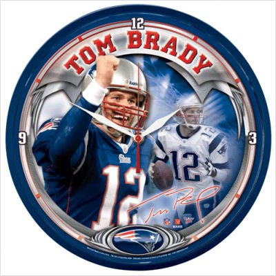Nfl 12.75" Round Clock - New England Patriots And Tom Brady Picture