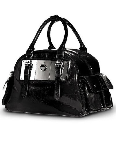 Spiegel Crinkled Patent Satchel Bag