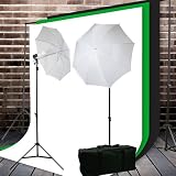 ePhoto Photography Video ChromaKey 10ftx20ft Muslin Green, Black and White Background Support Stand Umbrella ligting Kit by ePhotoInc HKZ04