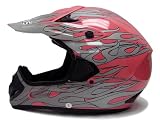 Pink Flame Dirt Bike ATV Motocross Off-road MX Helmet DOT (Large)