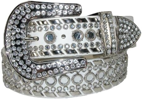 Western Belt for Women With Lots of Gorgeous Studded Rhinestones White Large
