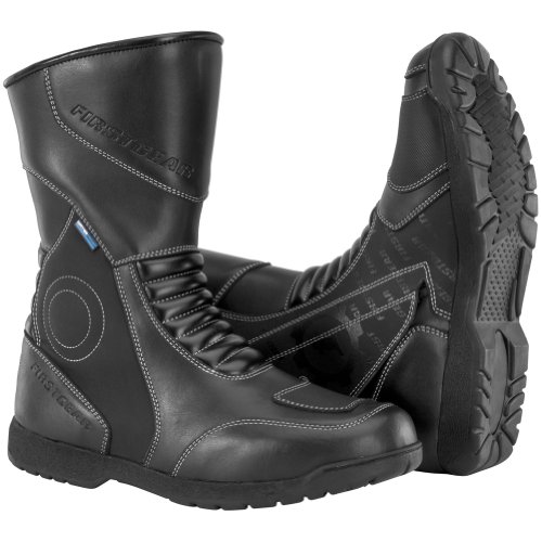 FirstGear Kili Hi Men's Leather Street Racing Motorcycle Boots - Black / Size 8 On Sale