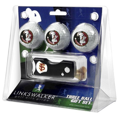 Florida State Seminoles Ncaa 3 Golf Ball Gift Pack W/ Spring Action Divot Tool