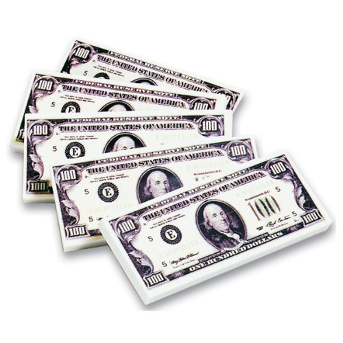  12 Hundred Dollar Bill (100) Erasers Size 15/8 Inch X 4 Inch