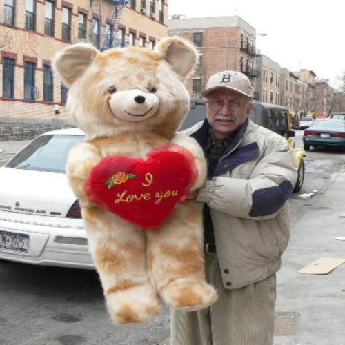51Op7SbSNbL LIFESIZE 42 VALENTINE LOVE TEDDY BEAR * SOFT FUR LOOKS LIKE MINK * HOLDS BIG PLUSH RED HEART EMBROIDERED WITH THE WORDS I LOVE YOU   COLOR: MINK   AMERICAN MADE IN THE USA AMERICA   GREAT FOR VALENTINES DAY or ANY DAY