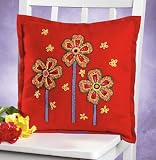 Janlynn Kool Felt Tall Flowers Pillow Crewel Embroidery Kit