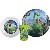 Zak! Designs 3-piece Mealtime Set includes Plate, Bowl and Tumbler featuring Arlo, Spot, Cliff, Ivy, and Forrest from Pixar's The Good Dinosaur, BPA-free
