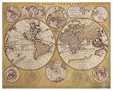 Antique Map - Globe Terrestre, 1690, Art Poster by Vincenzo Coronelli