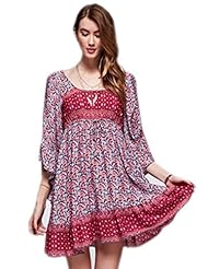 Rayon Summer  Flowy General Print Elbow Length Sleeves  Dress With Ruffles