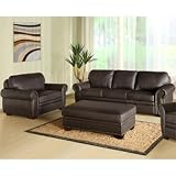 Abbyson Living Austin Premium Leather Sofa/Chair/Ottoman Set