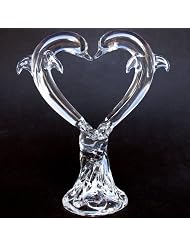 Hand Blown Glass Dolphin Heart Wedding Cake Topper Crystal by 