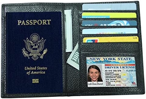 RFID Blocking Genuine Leather Passport Holder Cover Travel Wallet for Men &amp; Women Protect Your ID Credit Card Documents