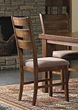 Set of 2 Oak Finish Ladder Back Dining Chairs with Cushion