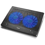 AVANTEK 15"-17" Ultra Slim Laptop Cooler Cooling Pad with Dual 160mm LED Fans, Dual USB Ports, LED Power Switch, Fan Speed Control, Powerful Airflow and Silent LC-172