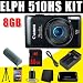 Canon PowerShot ELPH 510 HS 12.1 MP CMOS Digital Camera with Full HD Video and Ultra Wide Angle Lens (Black) NB9L Battery/Charger 8GB DavisMAX HDMI Bundle