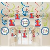 One-derful Birthday Boy Mega Value Pack Swirl Decorations