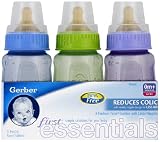 First Essential Fashion Tints BPA Free Plastic Nurser With Latex Nipple, 5 Ouce, 3 Pack