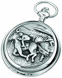 Woodford 1915/Q  Men's  Chrome finish  Horse Racing pattern  Quartz movement  Pocket watch with chain (suitable for engraving)