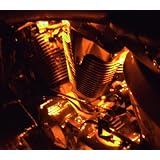 Amber Yellow Motorcycle LED Neon Accent Lighting Kit with 10 Chrome LED Light Pods by Pivotal Powersports