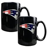 New England Patriots NFL 2pc Black Ceramic Mug Set - Primary Logo