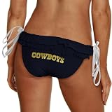 NFL Dallas Cowboys Team Ruffle String Bikini Bottom - Navy Blue (Medium)