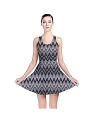 Polyester/Spandex Stretchy Zig Zag Skater Dress 