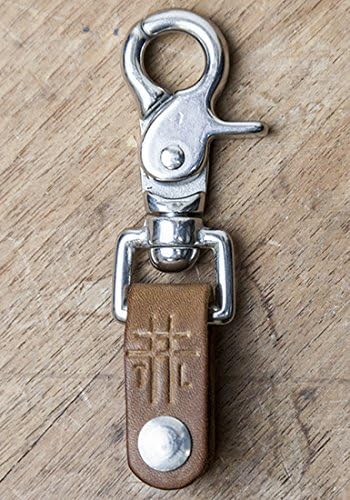 THRUX LAWRENCE - Horween Leather Keypost - Hand Crafted Claw Keychain - Light Brown with Stainless Steel