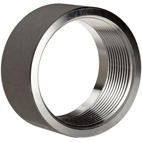 Stainless Steel 316 Pipe Fitting, Half Coupling, Class 1000, 1/4" NPT Female X Plain