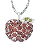 Platinum Plated Sterling Silver Pave Apple Shaped Cubic Zirconia Pendant, 18