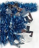 15' Blue & Silver Jewish Star & Dreidel Hanukkah Tinsel Garland