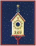 Caspari Box of 20 3-3/4 by 4-3/4 Holiday Notecards, Birdhouse