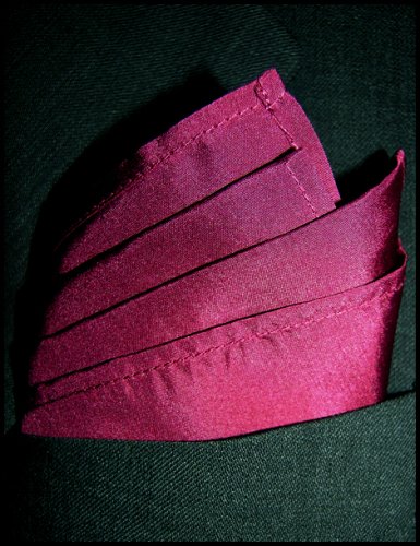 Fine Maroon Silk Pocket Square, 100% Silk - by Royal Silk