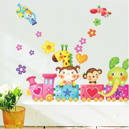 Newdecor Home Decor Mural Vinyl Wall Sticker Elephant Money on the Train Kids Nursery Room Wall Art Decal Paper