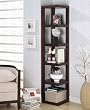 Corner Bookcase Contemporary Style in Cappuccino Finish