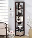 Corner Bookcase Contemporary Style in Cappuccino Finish