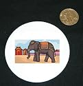 3" button / pin printed with decorated, town, ornaments, elephant, asia, pachyderm, thailand, animal