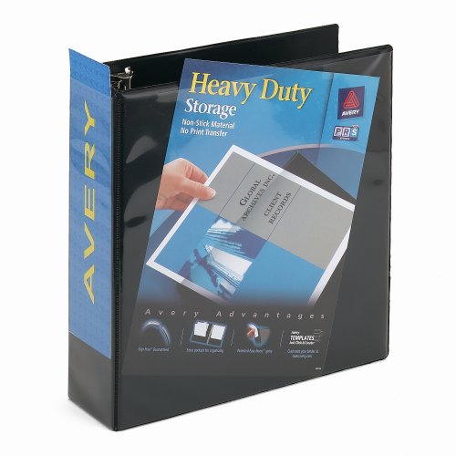 Avery Heavy-Duty Nonstick View Binder with 3 -Inch EZ-Turn Ring, Black (5600)