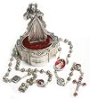 Rosary - 3mm Divine Mercy Metal Rosary - Metal Case - 13.5in. Chain - IMPORTED FROM ITALY