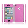 Pink Carbon Fiber Skin Full Body Sticker For iPhone 4S