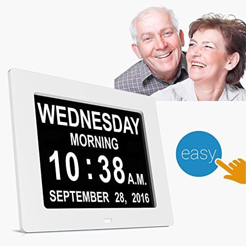 Memory Loss Digital Calendar Day Clock from YY Digital - Extra Large 8'' Oversized Display For Seniors - Impaired Functioning
