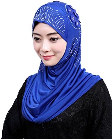 Blue Color Ready to Wear Instant Hijab with Applique