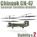 Syma S026 Tandem Chinook CH 47 Picoo Helicopter - Coaxial rotor Blade design - Double stability and handling
