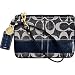 Coach Signature Stripe Wristlet Wallet Bag 41718 Denim