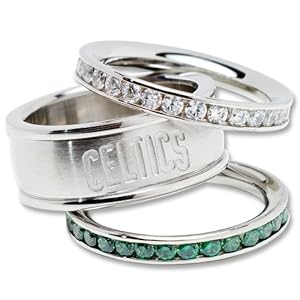 NBA Boston Celtics Logo Crystal Stacked Ring Set