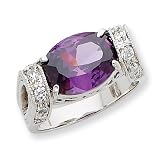 Sterling Silver Amethyst Color CZ Ring Length 6″