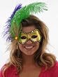 Feather Gold Italian Mask Masquerade Mardi Gras Eye Mask Venetian Costume Accessory