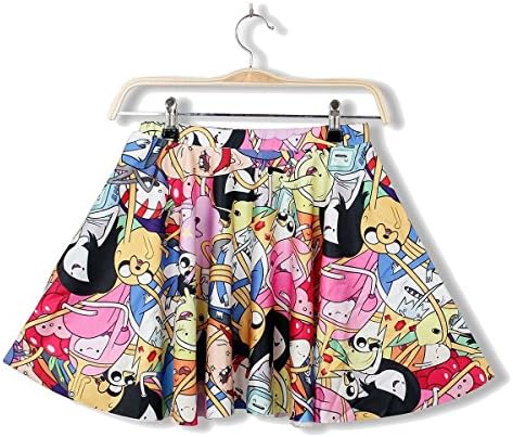 LoveLiness Womens Adventure Time Digital Print Pleated Skirt (One Size, Multicolor A)